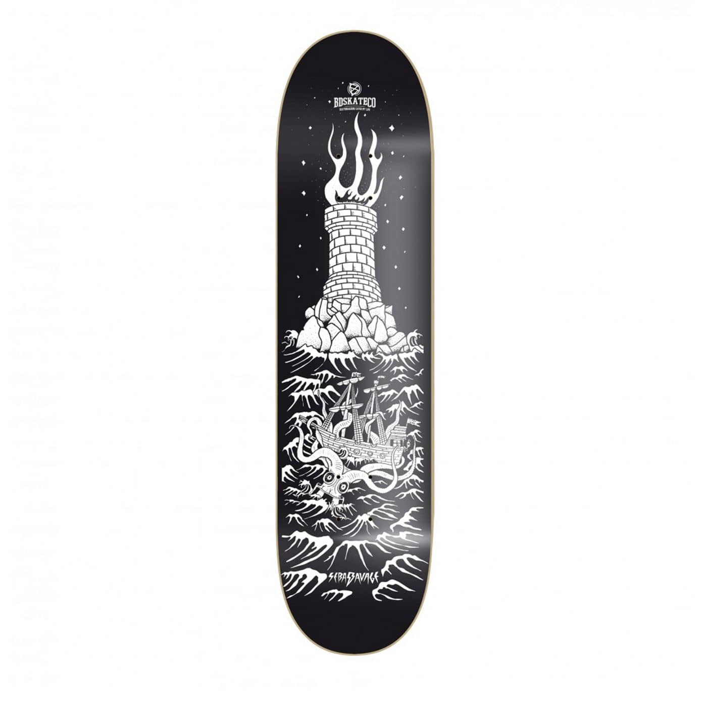 Tabla Skate BDskateco Sebas S. Artist Series Lighthouse Black 8.25" LIGHTHOUSE-BLK Tablas BDSkateCo